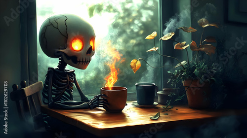 Flaming Skull Illustration ...