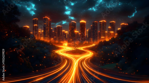 Night Cityscape 3D Illustra...
