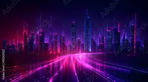 Neon Cityscape 3D Illustration