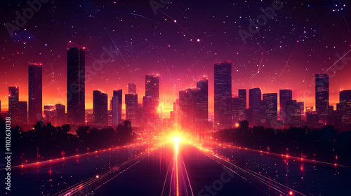 Neon Cityscape Illustration...