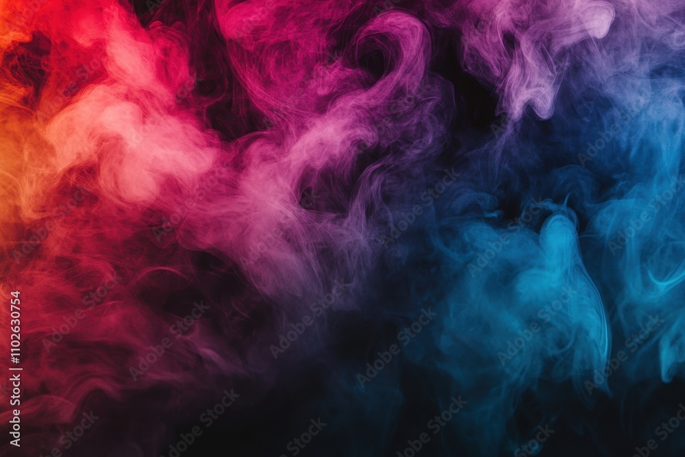 Vibrant Rainbow Smoke Patterns Floating on a Dark Background with Swirling Effect