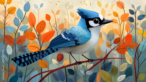 Autumn Blue Jay Illustration photo