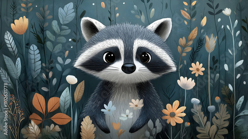 Cute Raccoon Illustration i...