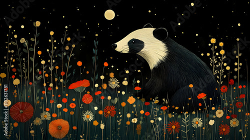 Night Bloom Panda Illustration