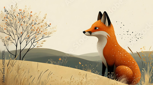 Autumn Fox Illustration: Se...