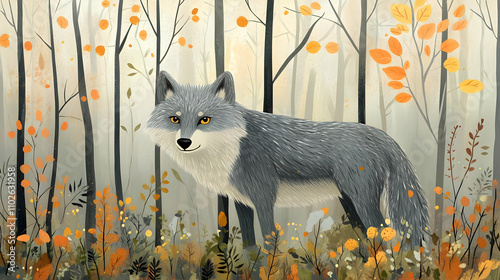 Autumn Wolf Illustration: G...