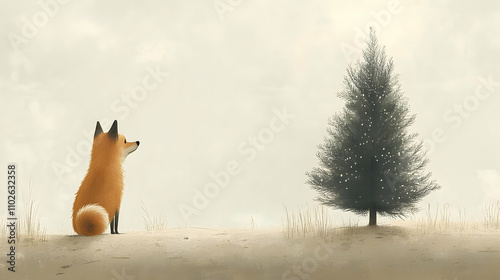 Winter Illustration: Fox an...