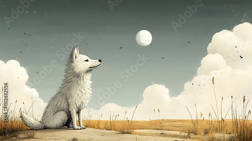 White Wolf Moonlit Prairie ...