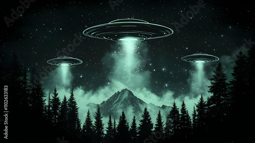 Ufo Night Illustration: Mou...