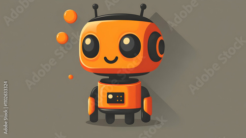 Cheerful Orange Robot Illus...