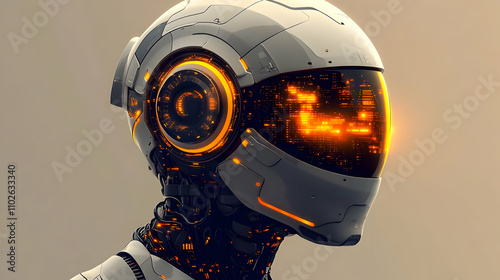 Futuristic Robot Head 3D Il...