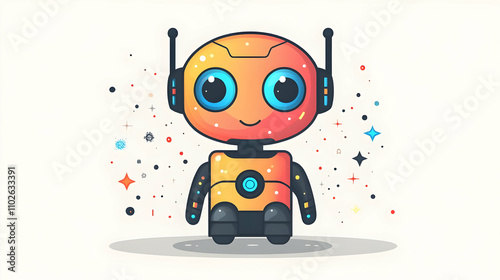 Cute Robot Illustration, Co...