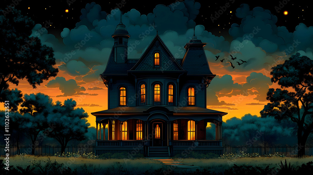 Mysterious Victorian House Illustration Mysterious Victorian House Illustration