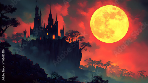 Dark Castle Cliffside Illus...