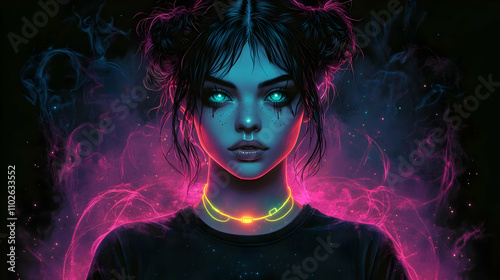 Neon Girl Digital Illustration