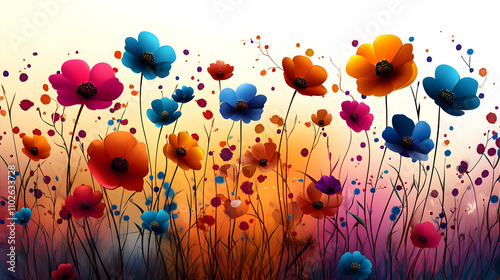 Wallpaper Mural Vibrant Floral Illustration Background Torontodigital.ca