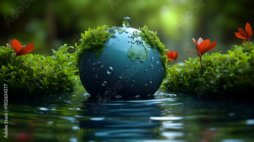 3D Earth Illustration: Wate...