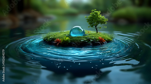 Serene Island 3D Render: Wa...