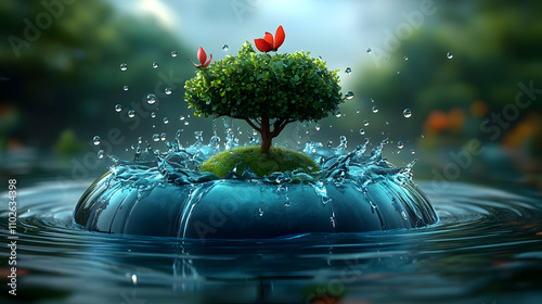 Water Droplets Splashing on...