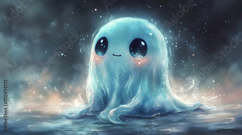 Cute Blue Jelly Creature Di...