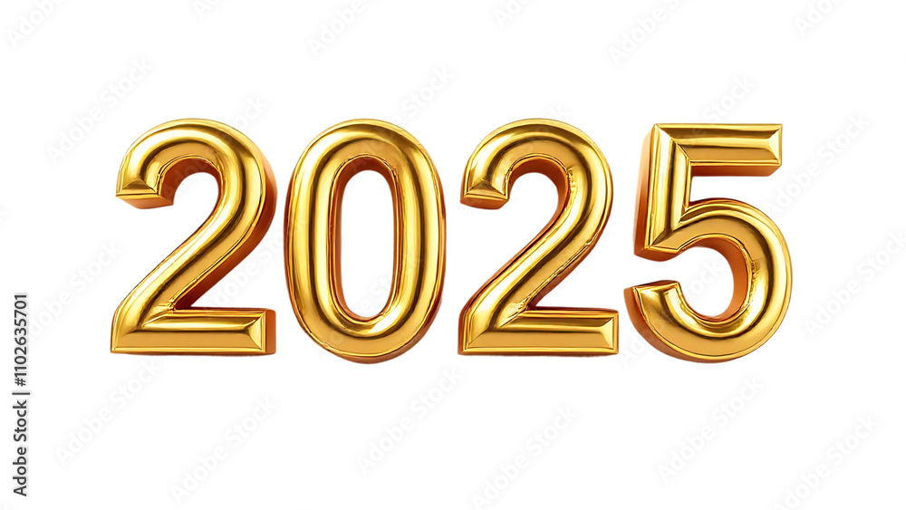 2025 Happy New Year 3d number gold isolated on white background 2025 Happy New Year 3d number gold isolated on white background
