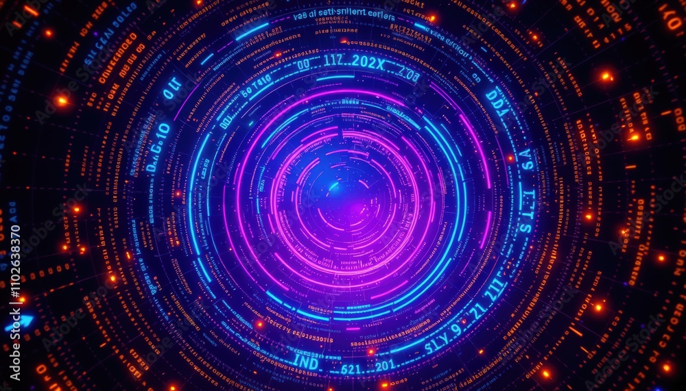 Glowing Matrix With Motion and Blue Elements Glowing Matrix With Motion and Blue Elements