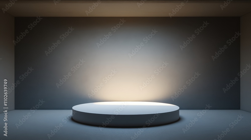 Minimalist Room with Illuminated Circular Platform Minimalist Room with Illuminated Circular Platform