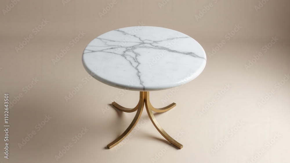 Chic marble top side table with smooth veining and a sleek design Chic marble top side table with smooth veining and a sleek design