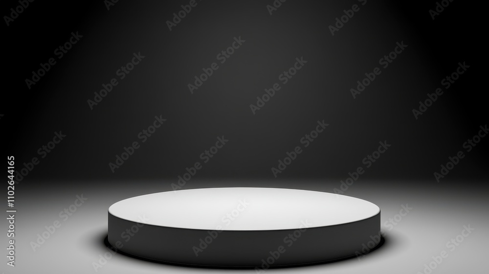 A White Circular Platform On A Dark Background A White Circular Platform On A Dark Background