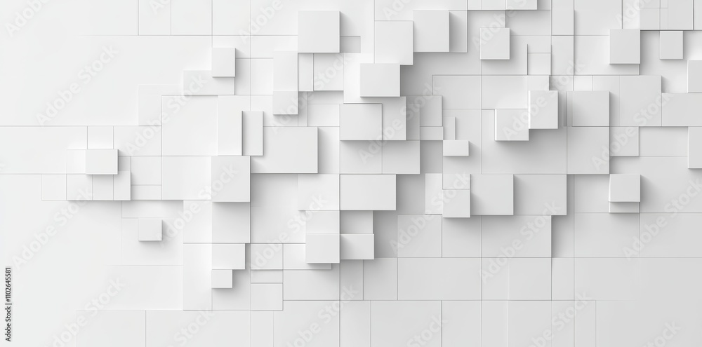 White Geometric Cubes Abstract Digital Background with Copy Space White Geometric Cubes Abstract Digital Background with Copy Space