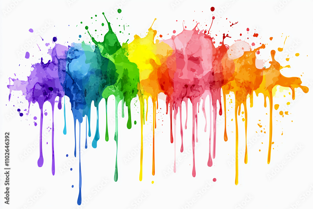 Fototapeta premium Isolated colorful confetti background. Abstract colorful background with lots of paint splashes. Ink drips flowing.