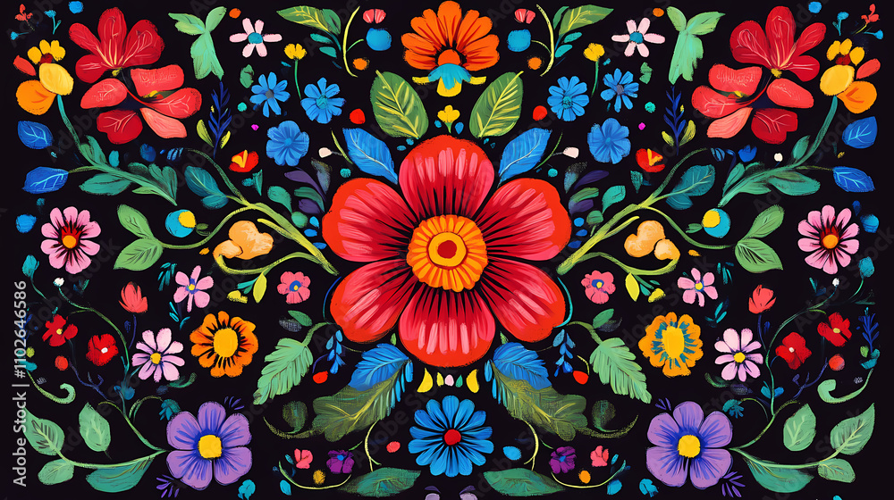 Vibrant folk floral pattern. Folk. Illustration Vibrant folk floral pattern. Folk. Illustration