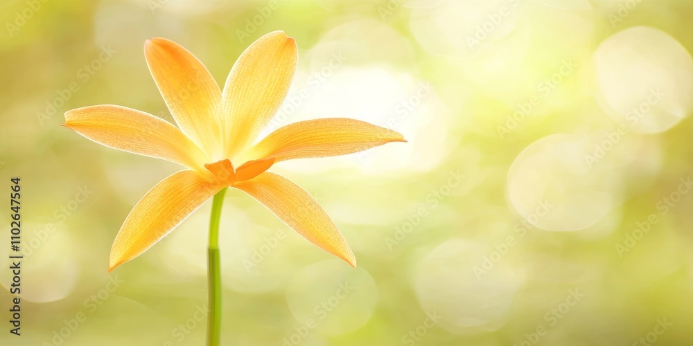 Vibrant Orange Orchid Flower in Full Bloom with Soft Background and Beautiful Light Effects Vibrant Orange Orchid Flower in Full Bloom with Soft Background and Beautiful Light Effects