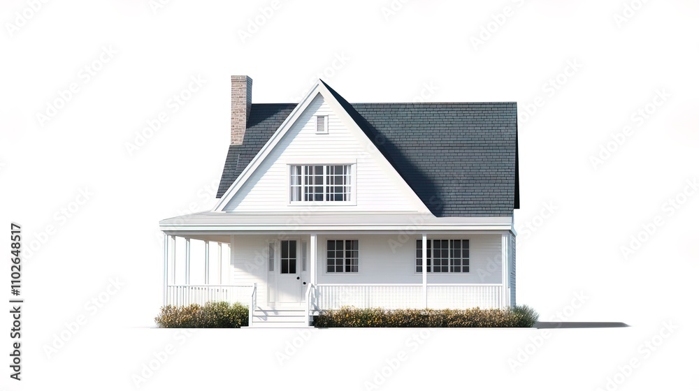 Cape Cod house isolated on white background