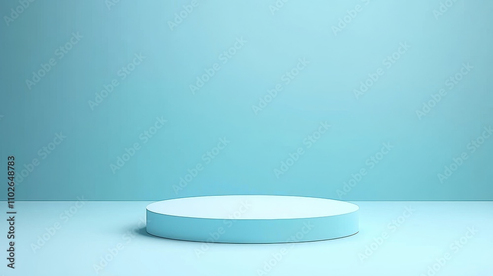 Light Blue Circular Platform Against a Wall Light Blue Circular Platform Against a Wall