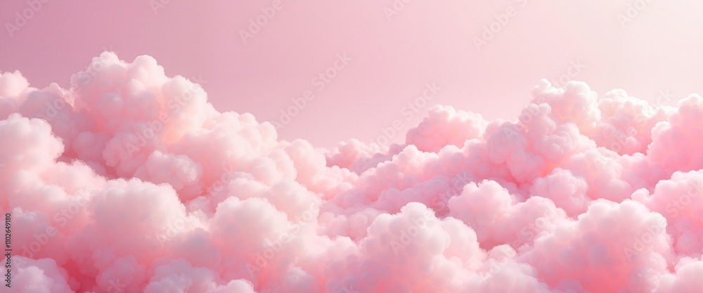 Fluffy pink clouds in dreamy pastel sky Fluffy pink clouds in dreamy pastel sky