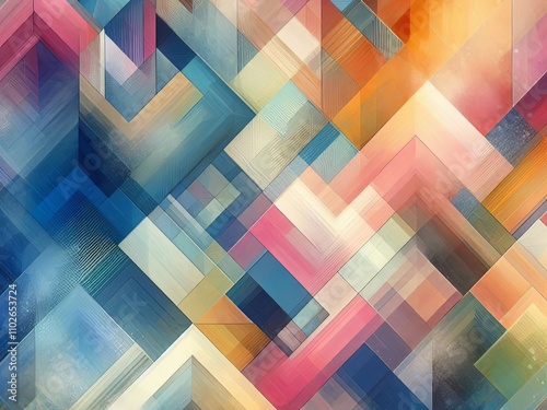 Abstract geometric shapes in vibrant gradient colors with transparency and overlapping elements photo