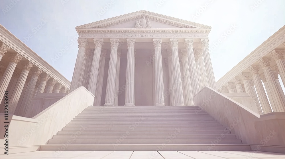 Fototapeta premium Grand Classical Temple Structure with Wide Staircase