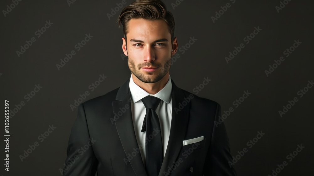 Portrait of handsome man in black suit Portrait of handsome man in black suit