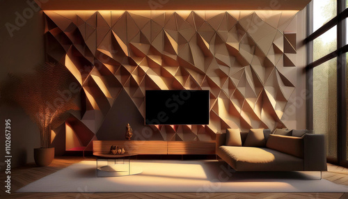 Geometric Acoustic Panel Mockup for Elegant and Practical Room Interiors