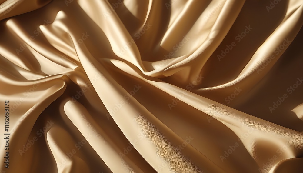 Fototapeta premium Luxurious Pale Yellow-Brown Silk with Delicate Folds