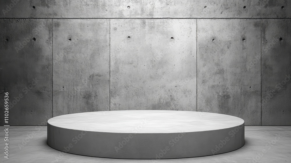Circular Platform Against Concrete Wall Background Circular Platform Against Concrete Wall Background