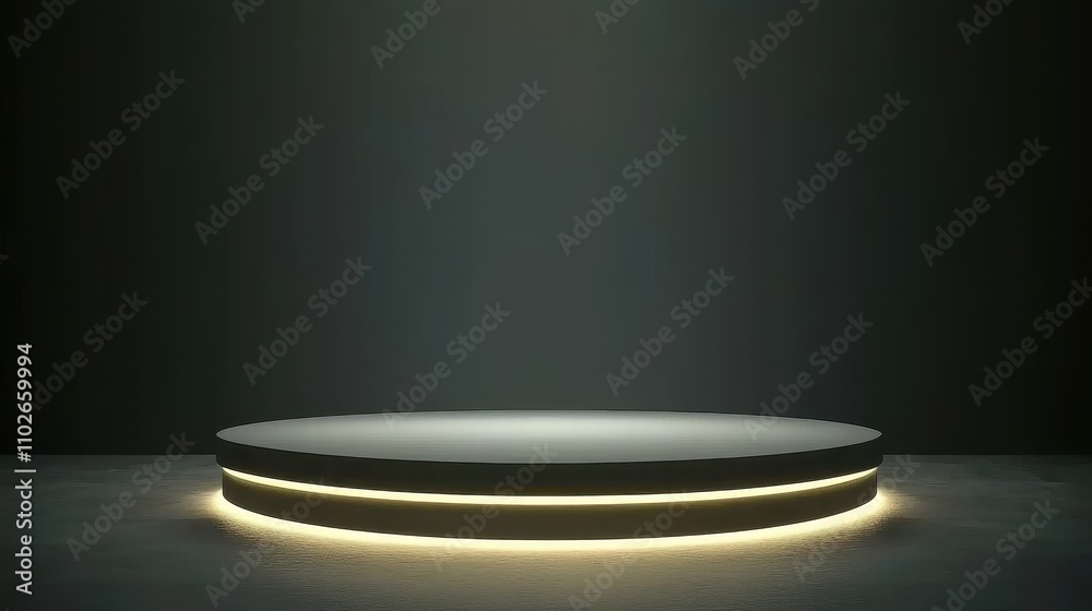 Illuminated Circular Platform Dark Background Illuminated Circular Platform Dark Background