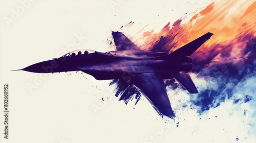 Ink Wings: A Fighter Jet in Abstract Harmony