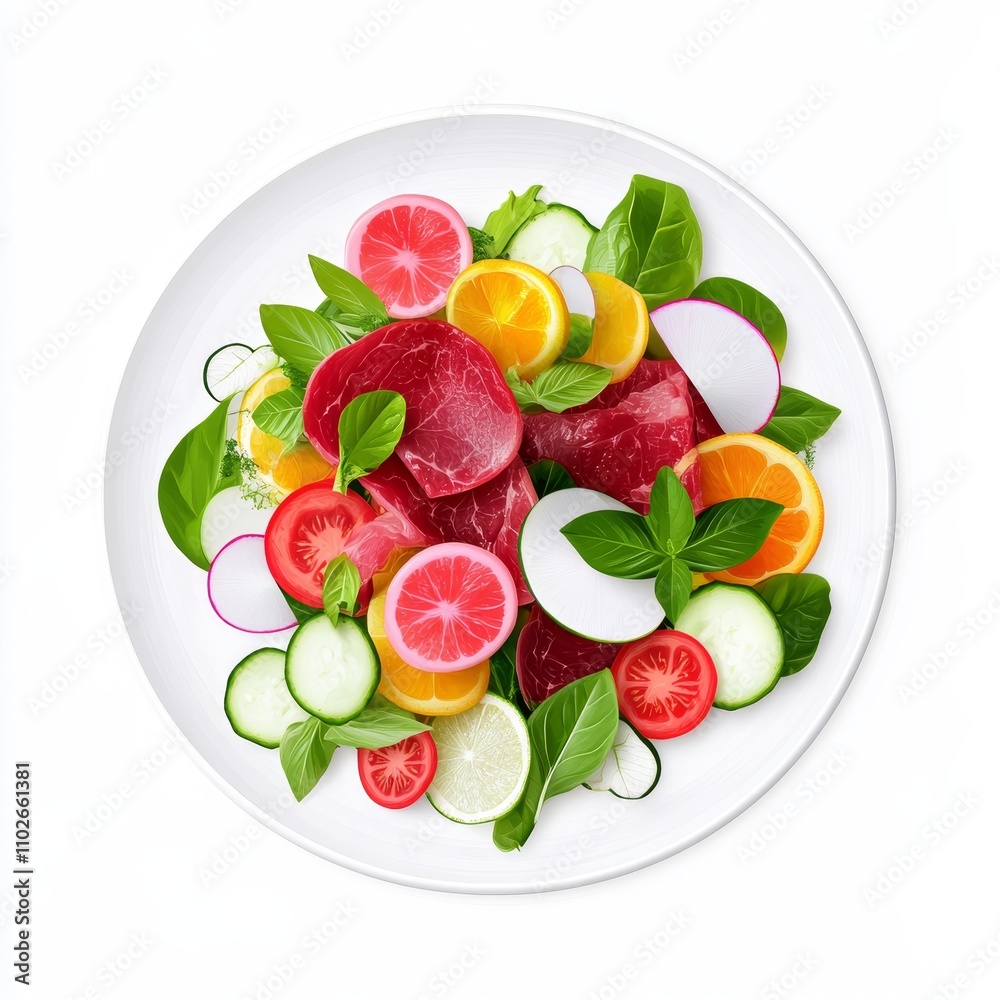 Colorful Fresh Ingredients on a Round Plate Colorful Fresh Ingredients on a Round Plate