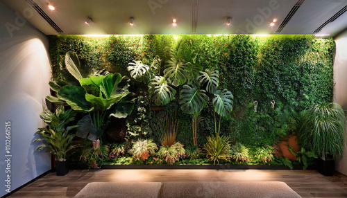 Stylish Living Wall Design Mockup Featuring Natural Plants and Greenery