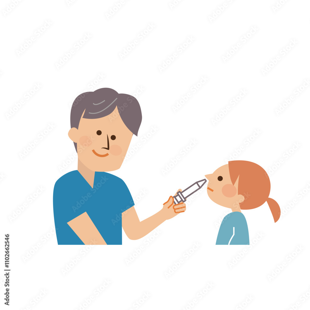 予防接種　スプレータイプ　イラスト素材