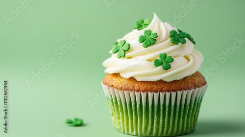 Wallpaper Mural Delicious St. Patrick's Day Cupcake with Green Shamrocks Torontodigital.ca
