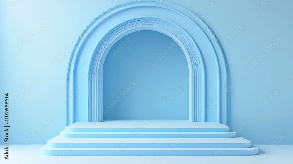 Minimalist Blue Archway with Three Steps Platform Minimalist Blue Archway with Three Steps Platform