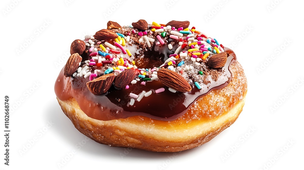Chocolate Glazed Donut with Almonds and Sprinkles Chocolate Glazed Donut with Almonds and Sprinkles